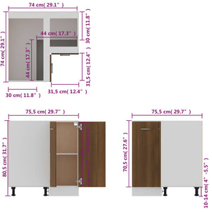 vidaXL Küchenschrank Braun Eichen-Optik 75,5x75,5x80,5cm Holzwerkstoff