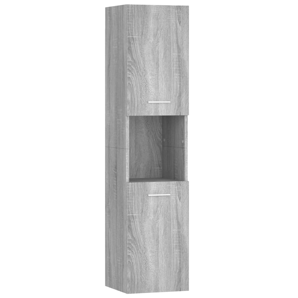 Badezimmerschrank Grau Sonoma 30x30x130 cm Holzwerkstoff