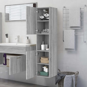 Badezimmerschrank Grau Sonoma 30x30x130 cm Holzwerkstoff