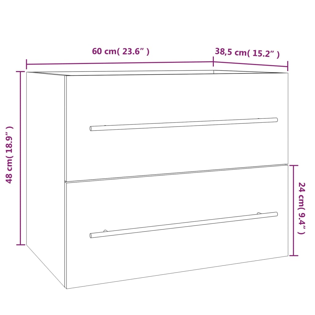 Waschbeckenschrank Grau Sonoma 60x38,5x48 cm Holzwerkstoff VIDAXL