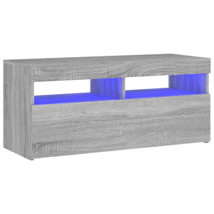 TV-Schrank mit LED-Leuchten Grau Sonoma 90x35x40 cm Stilecasa