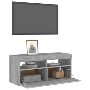 TV-Schrank mit LED-Leuchten Grau Sonoma 90x35x40 cm Stilecasa