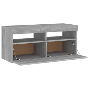 TV-Schrank mit LED-Leuchten Grau Sonoma 90x35x40 cm Stilecasa