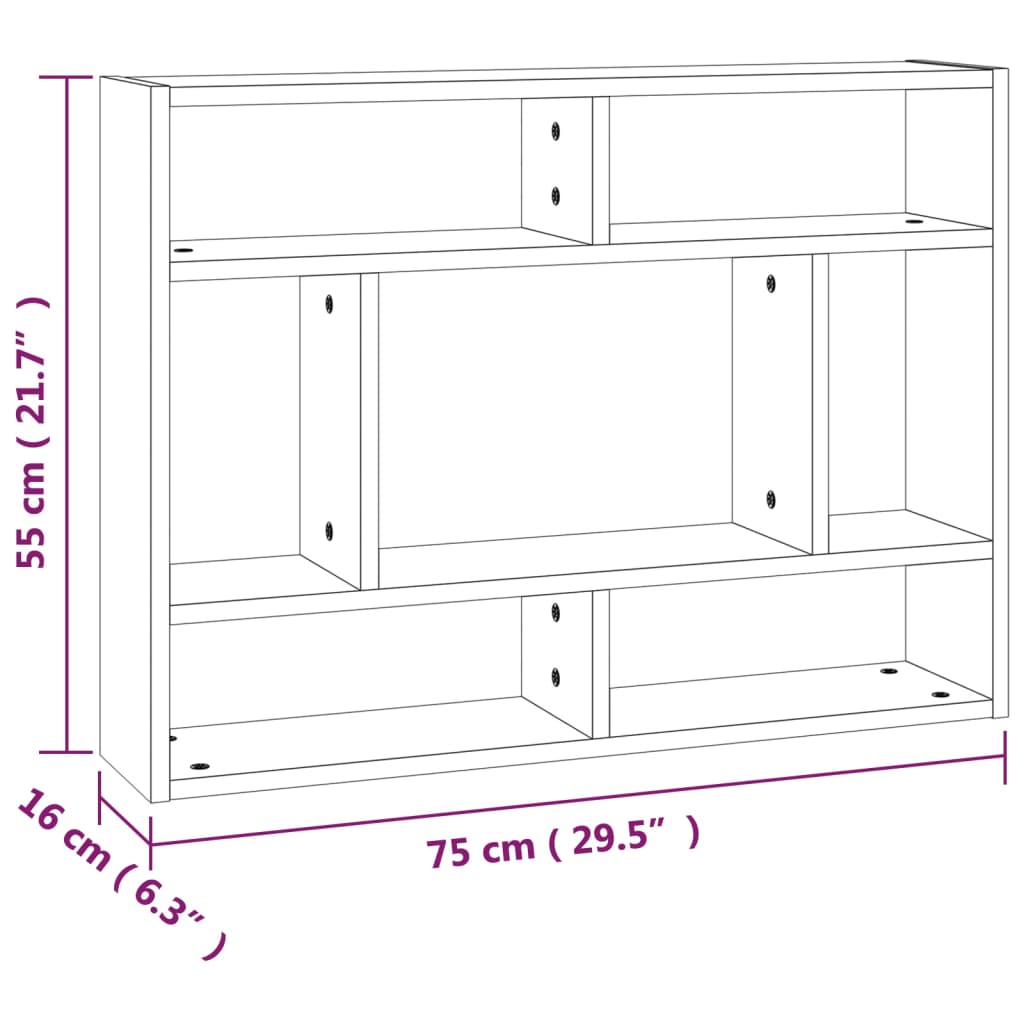 Wandregal Räuchereiche 75x16x55 cm Holzwerkstoff Stilecasa