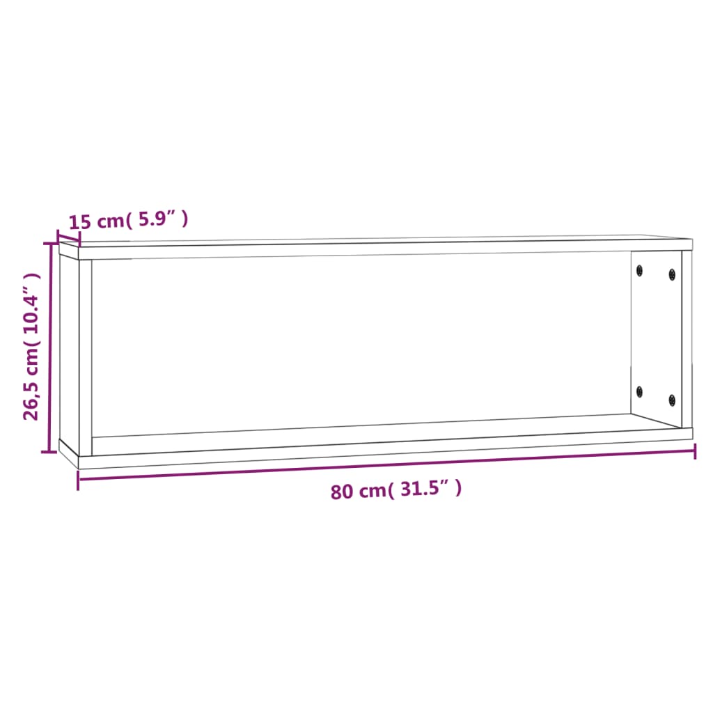 vidaXL Wandregale 4 Stk. Grau Sonoma 80x15x26,5 cm Holzwerkstoff