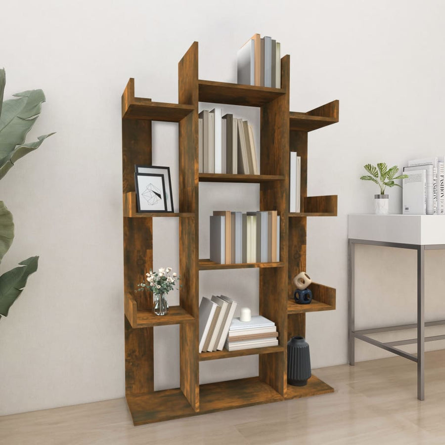 Bücherregal Räuchereiche 86x25,5x140 cm Holzwerkstoff Stilecasa