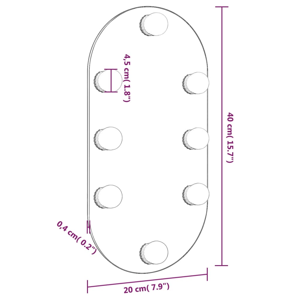 vidaXL Spiegel mit LED-Leuchten 40x20 cm Glas Oval