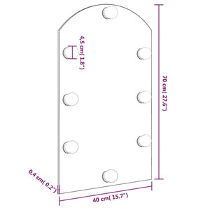 vidaXL Spiegel mit LED-Leuchten 70x40 cm Glas Bogenförmig