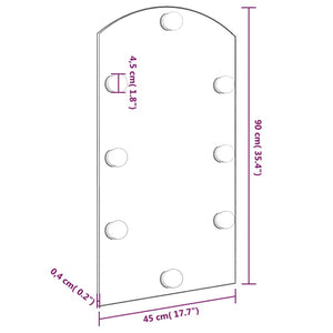 vidaXL Spiegel mit LED-Leuchten 90x45 cm Glas Bogenförmig