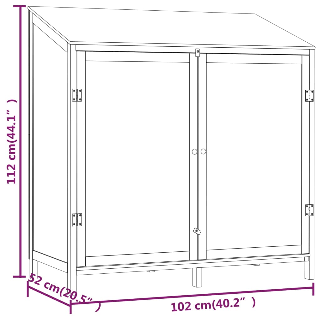 vidaXL Geräteschuppen Braun 102x52x112 cm Massivholz Tanne