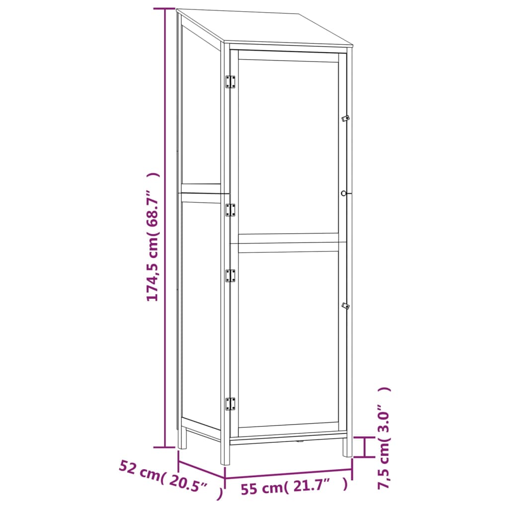 vidaXL Geräteschuppen Weiß 55x52x174,5 cm Massivholz Tanne