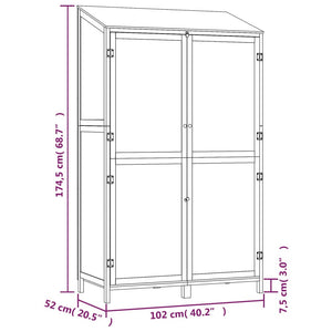 vidaXL Geräteschuppen 102x52x174,5 cm Massivholz Tanne