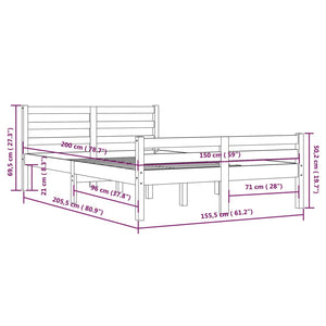 vidaXL Massivholzbett 150x200 cm