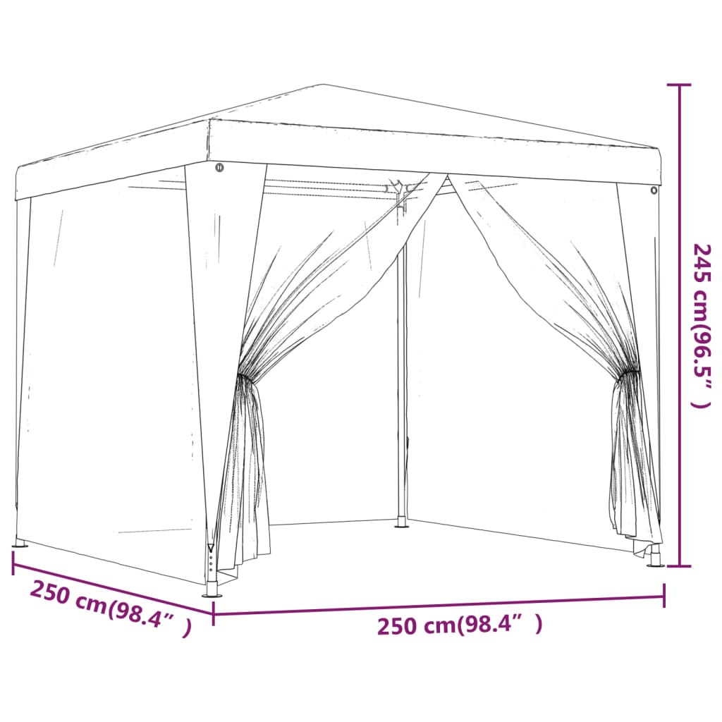 Partyzelt mit 4 Mesh-Seitenwänden Anthrazit 2,5x2,5 m HDPE