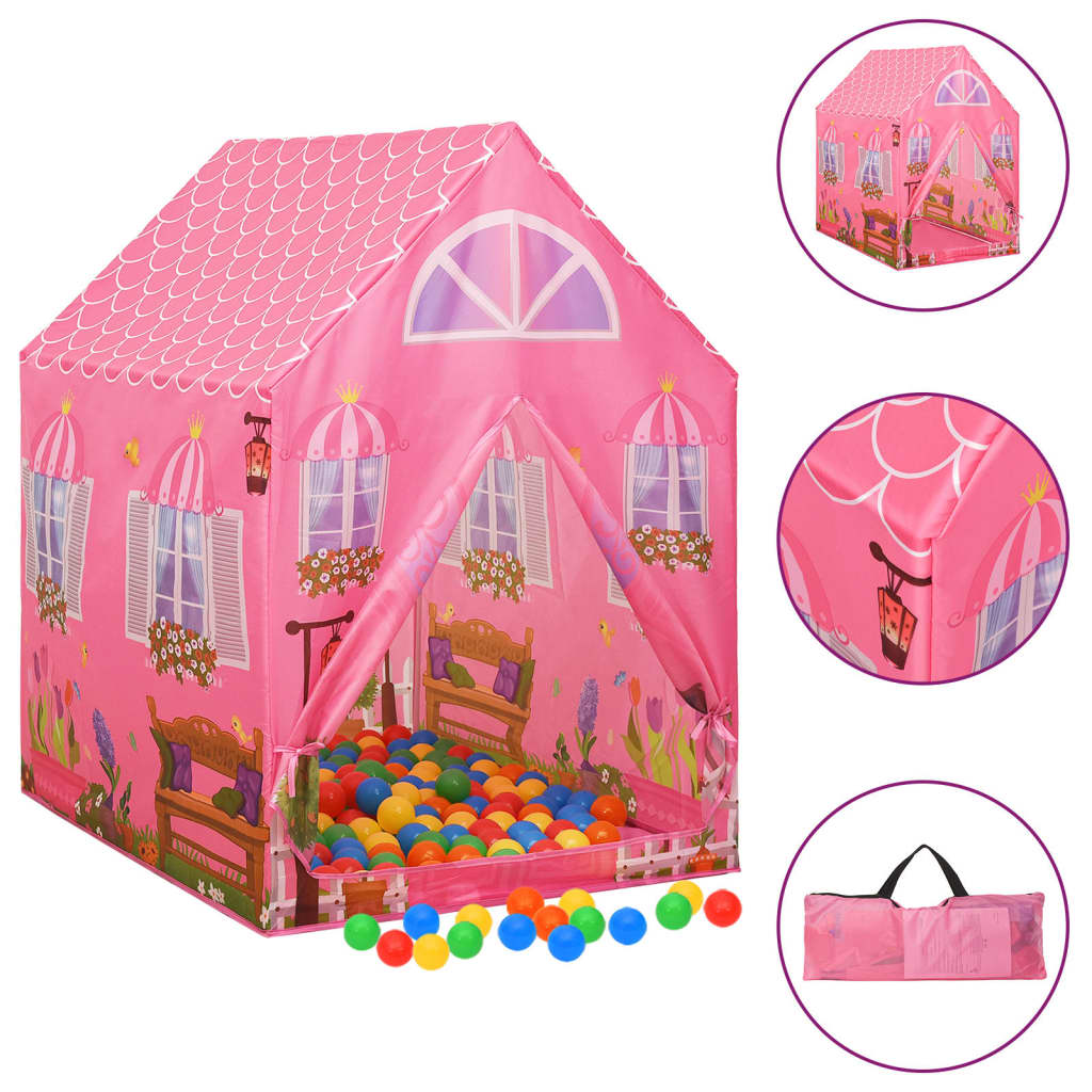 Kinder-Spielzelt mit 250 Bällen Rosa 69x94x104 cm