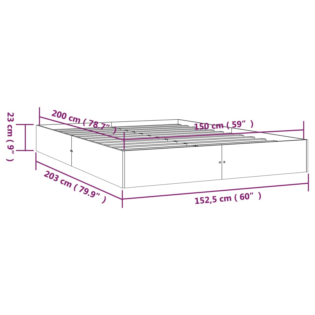 vidaXL Massivholzbett 150x200 cm