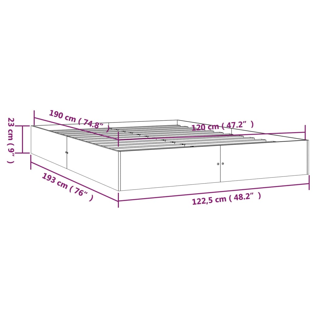 vidaXL Massivholzbett Honigbraun 120x190 cm