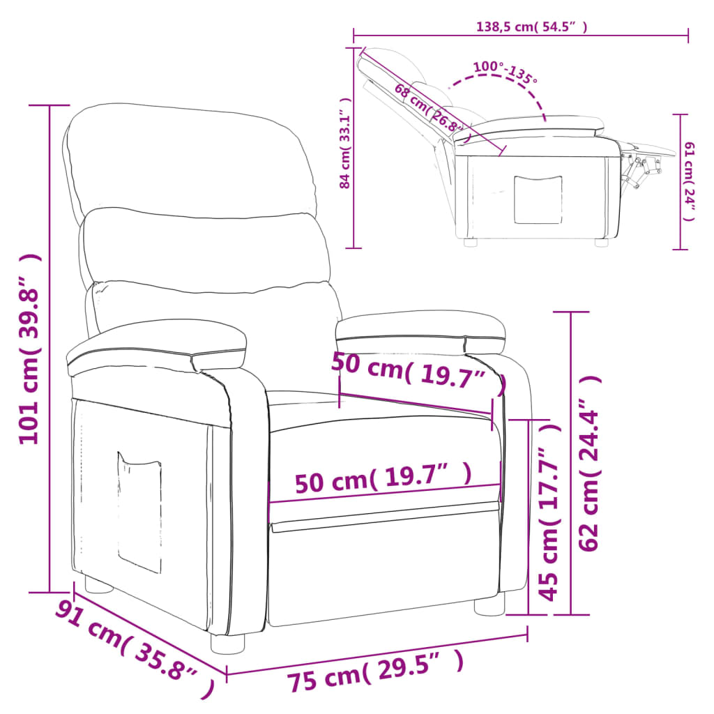 vidaXL Relaxsessel Braun Stoff