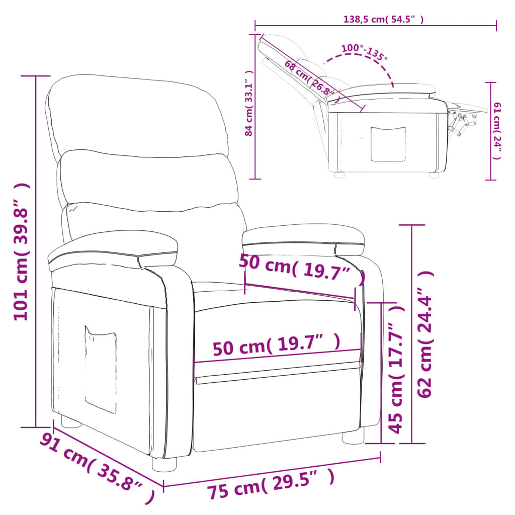 vidaXL Relaxsessel Dunkelbraun Stoff