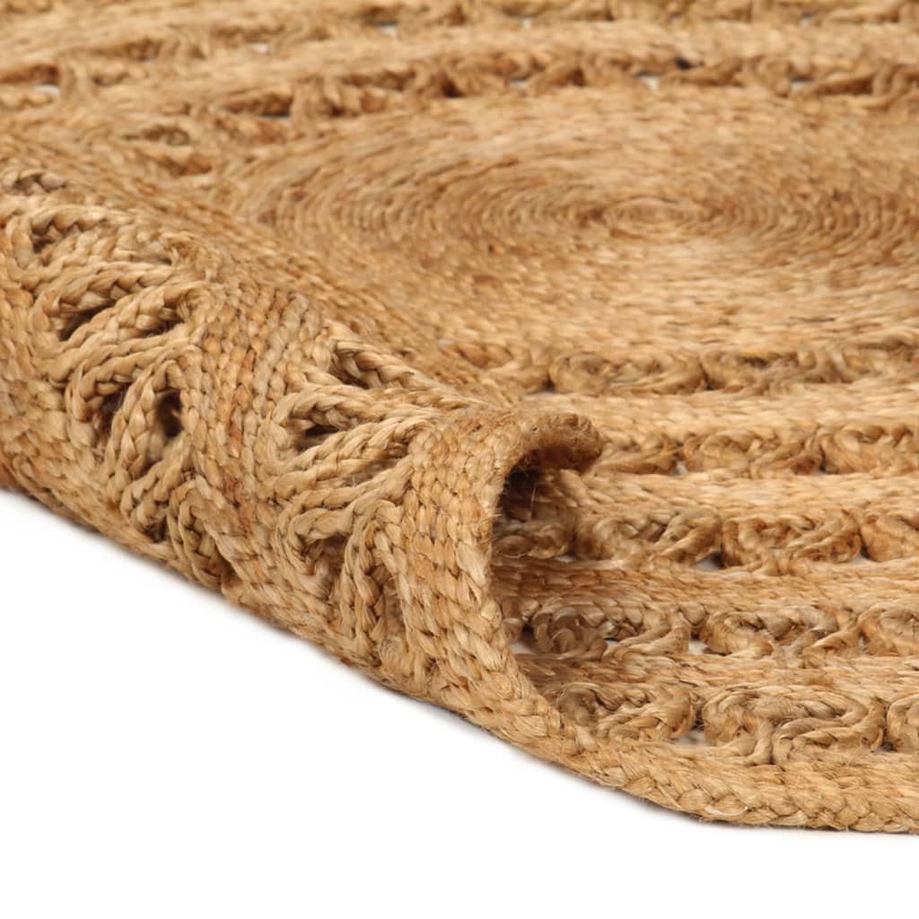 Teppich Jute Handgeflochten 180 cm Rund Stilecasa