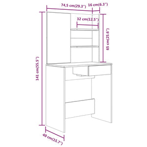 Schminktisch mit Spiegel Schwarz 74,5x40x141 cm Stilecasa