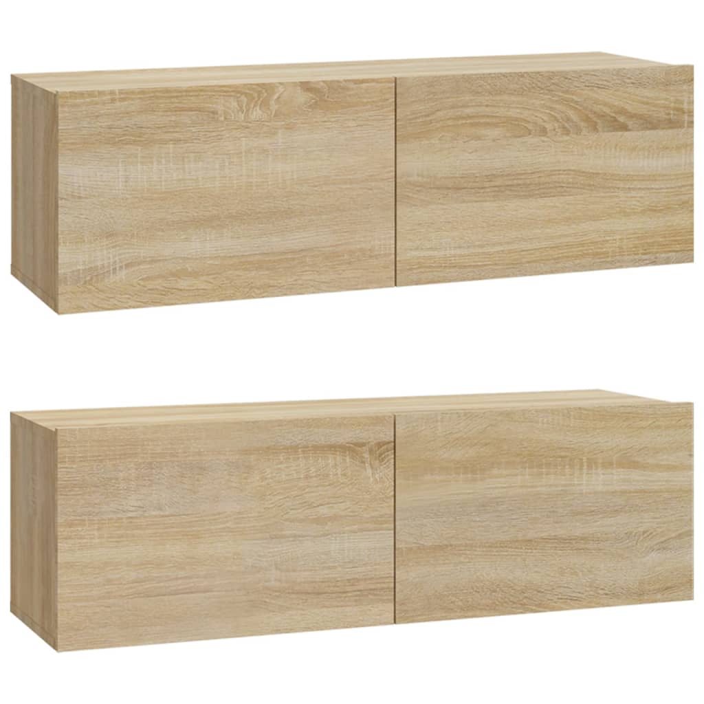 vidaXL TV-Wandschränke 2 Stk. Sonoma-Eiche 100x30x30 cm Holzwerkstoff