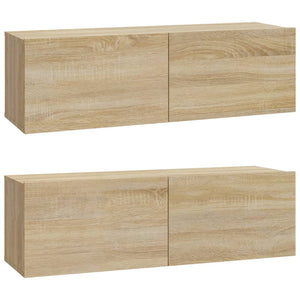 vidaXL TV-Wandschränke 2 Stk. Sonoma-Eiche 100x30x30 cm Holzwerkstoff