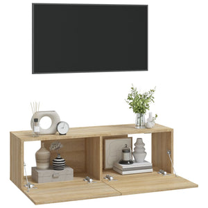 vidaXL TV-Wandschränke 2 Stk. Sonoma-Eiche 100x30x30 cm Holzwerkstoff