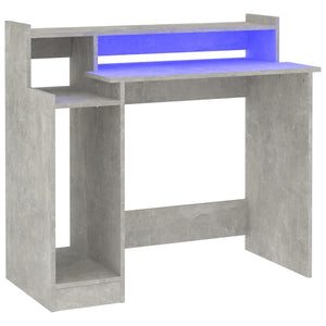 vidaXL Schreibtisch mit LEDs Betongrau 97x45x90 cm Holzwerkstoff