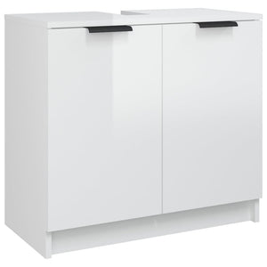 Badschrank Hochglanz-Weiß 64,5x33,5x59 cm Holzwerkstoff Stilecasa