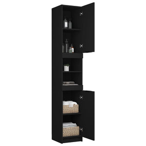 Badschrank Schwarz 32x34x188,5 cm Holzwerkstoff Stilecasa