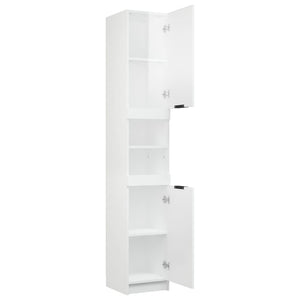 Badschrank Hochglanz-Weiß 32x34x188,5 cm Holzwerkstoff Stilecasa