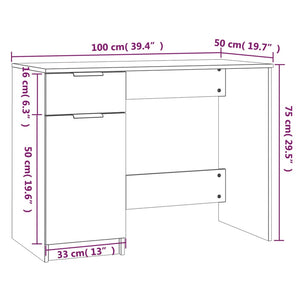 vidaXL Schreibtisch Betongrau 100x50x75 cm Holzwerkstoff