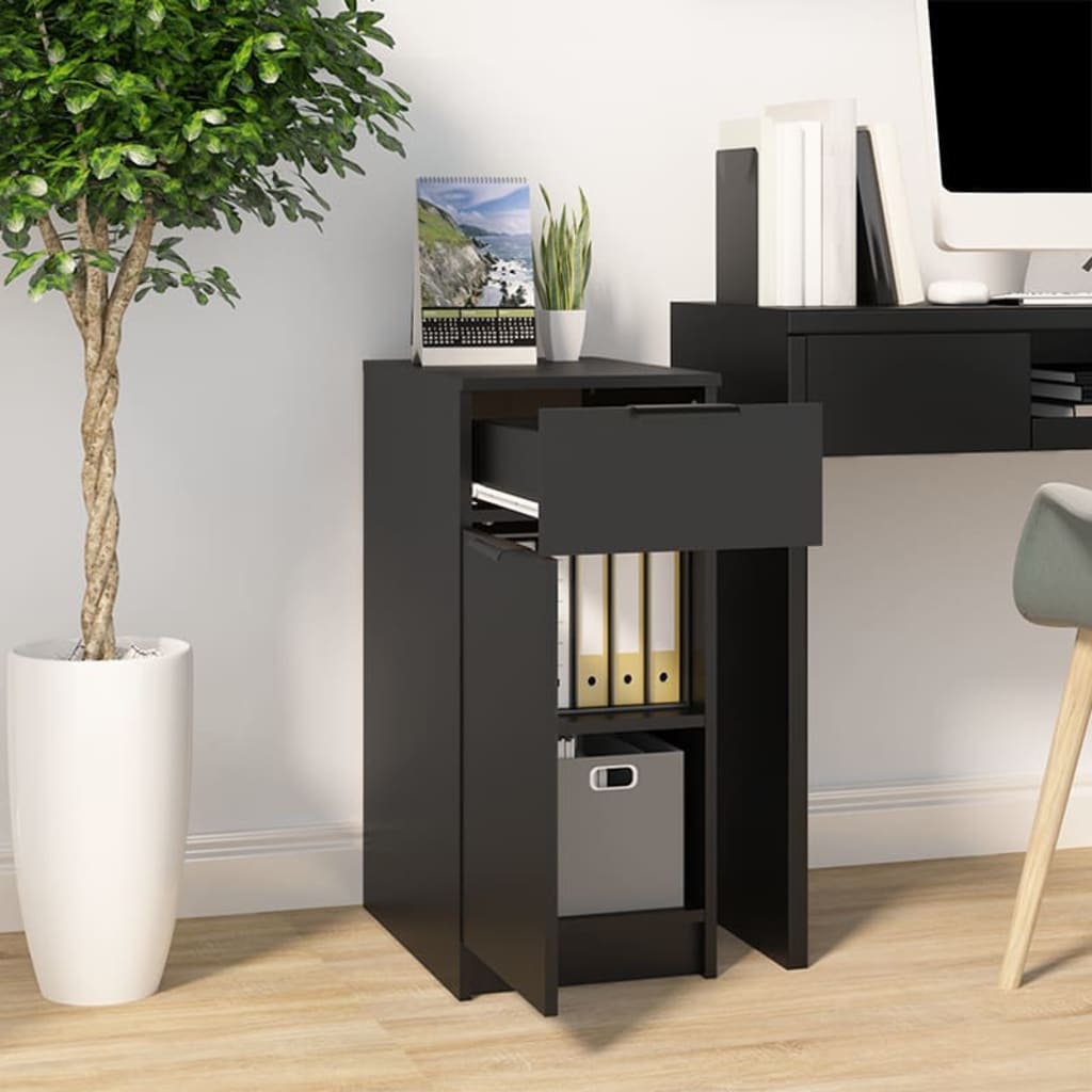 Büroschrank Schwarz 33,5x50x75 cm Holzwerkstoff Stilecasa