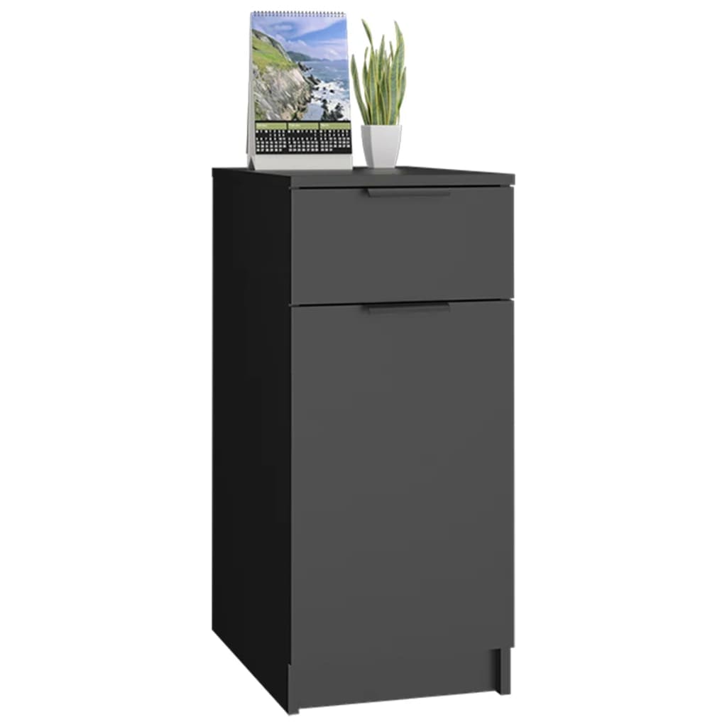 Büroschrank Schwarz 33,5x50x75 cm Holzwerkstoff Stilecasa