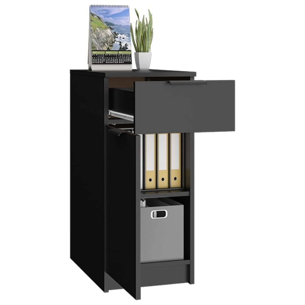 Büroschrank Schwarz 33,5x50x75 cm Holzwerkstoff Stilecasa