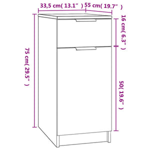 Büroschrank Schwarz 33,5x50x75 cm Holzwerkstoff Stilecasa