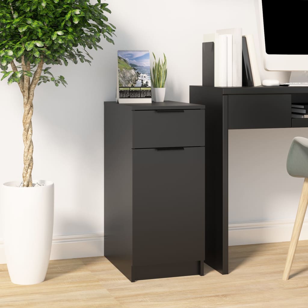 Büroschrank Schwarz 33,5x50x75 cm Holzwerkstoff Stilecasa