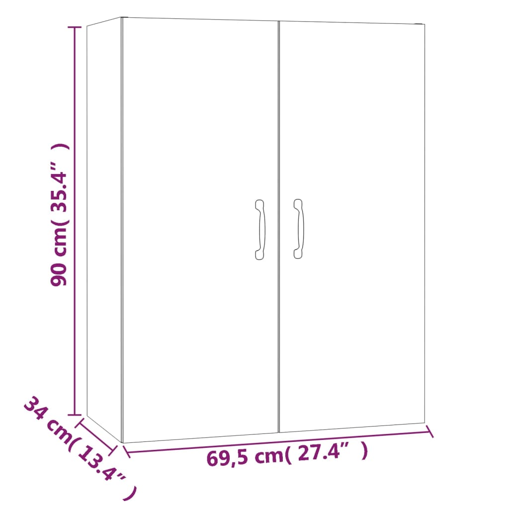 vidaXL Hängeschrank Schwarz 69,5x34x90 cm Holzwerkstoff