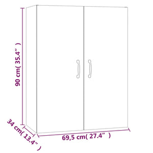 vidaXL Hängeschrank Schwarz 69,5x34x90 cm Holzwerkstoff