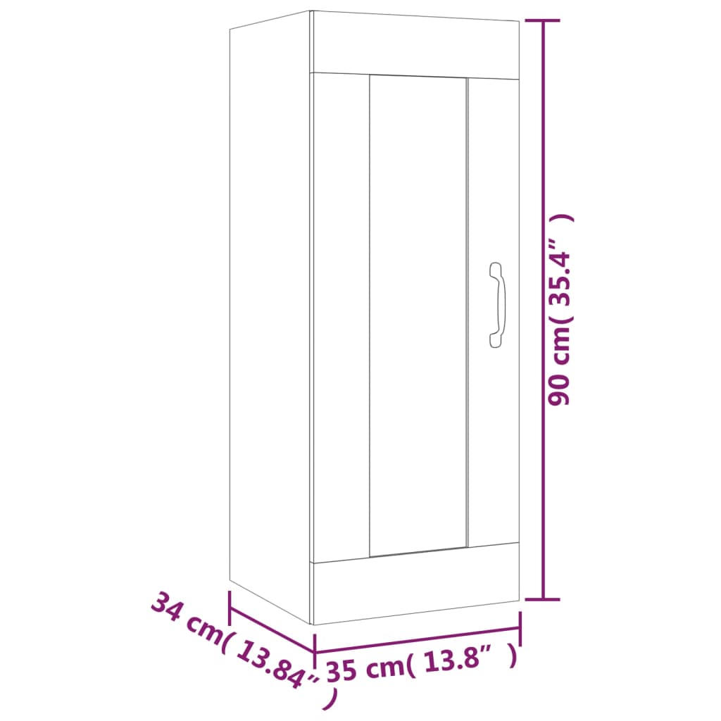 vidaXL Hängeschrank Weiß 35x34x90 cm Holzwerkstoff