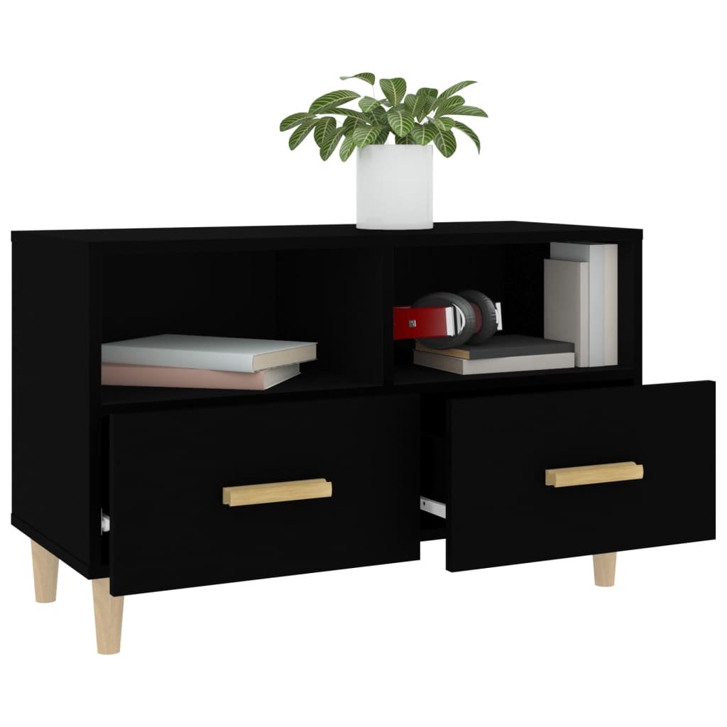 vidaXL TV-Schrank Schwarz 80x36x50 cm Holzwerkstoff