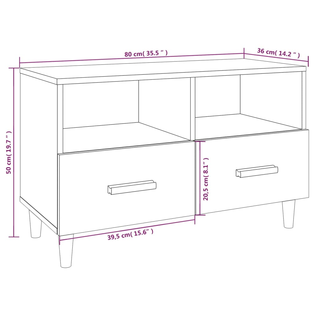 vidaXL TV-Schrank Schwarz 80x36x50 cm Holzwerkstoff