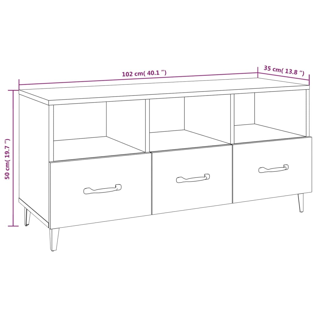 vidaXL TV-Schrank Betongrau 102x35x50 cm Holzwerkstoff