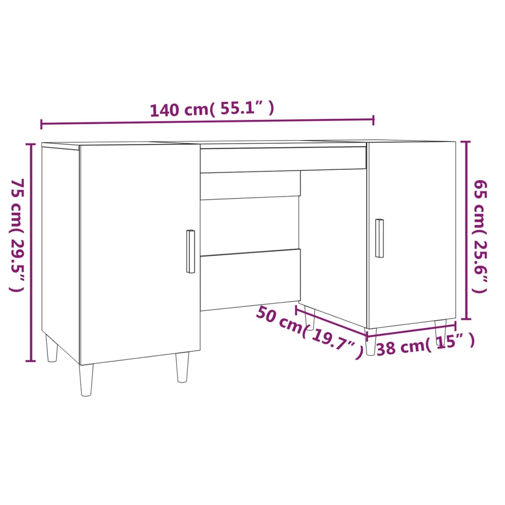 Schreibtisch Weiß 140x50x75 cm Holzwerkstoff Stilecasa