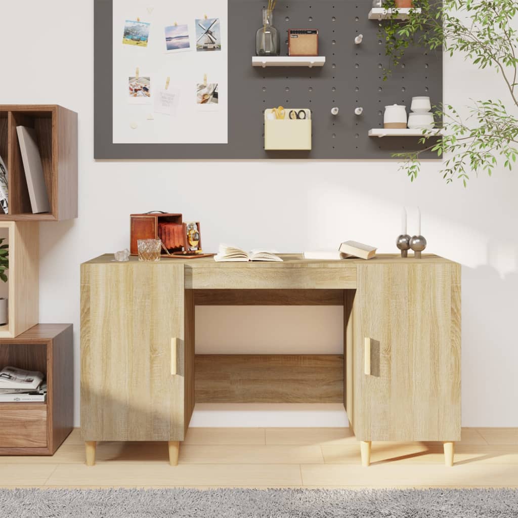 vidaXL Schreibtisch Sonoma-Eiche 140x50x75 cm Holzwerkstoff