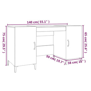 vidaXL Schreibtisch Hochglanz-Weiß 140x50x75 cm Holzwerkstoff