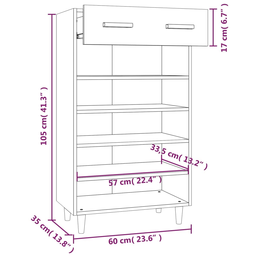 Schuhschrank Schwarz 60x35x105 cm Holzwerkstoff