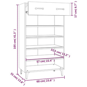 Schuhschrank Hochglanz-Weiß 60x35x105 cm Holzwerkstoff