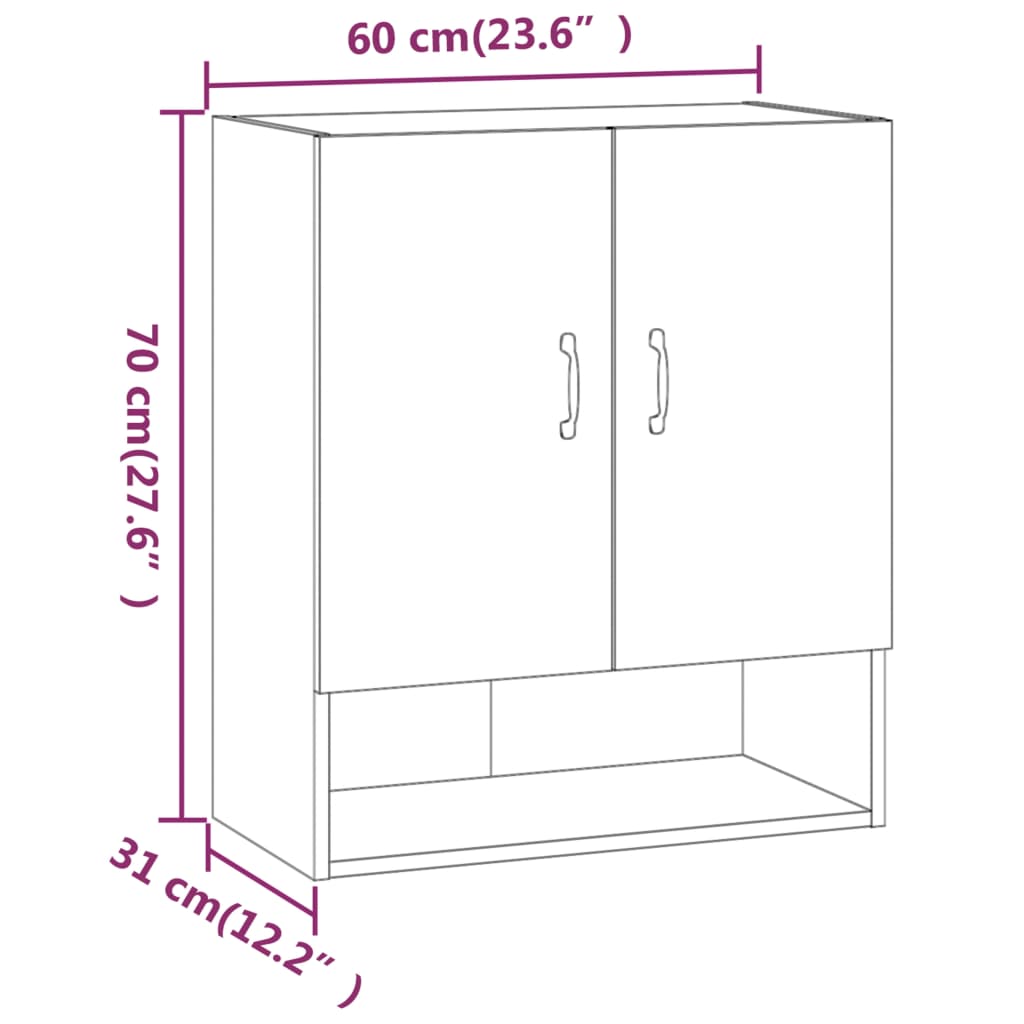 vidaXL Wandschrank Weiß 60x31x70 cm Holzwerkstoff